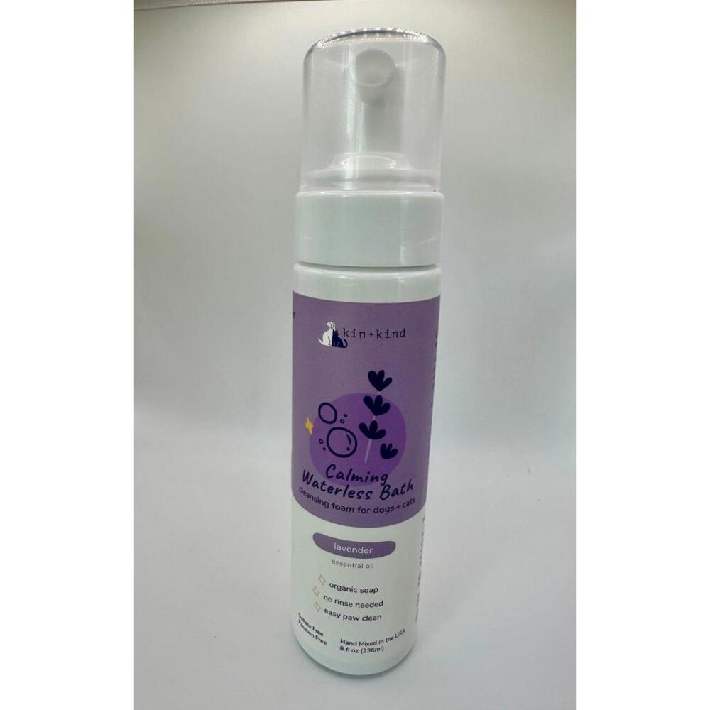 Kin + Kind Calming Waterless Bath Cleansing Foam for Dogs/Cats Lavender Scent